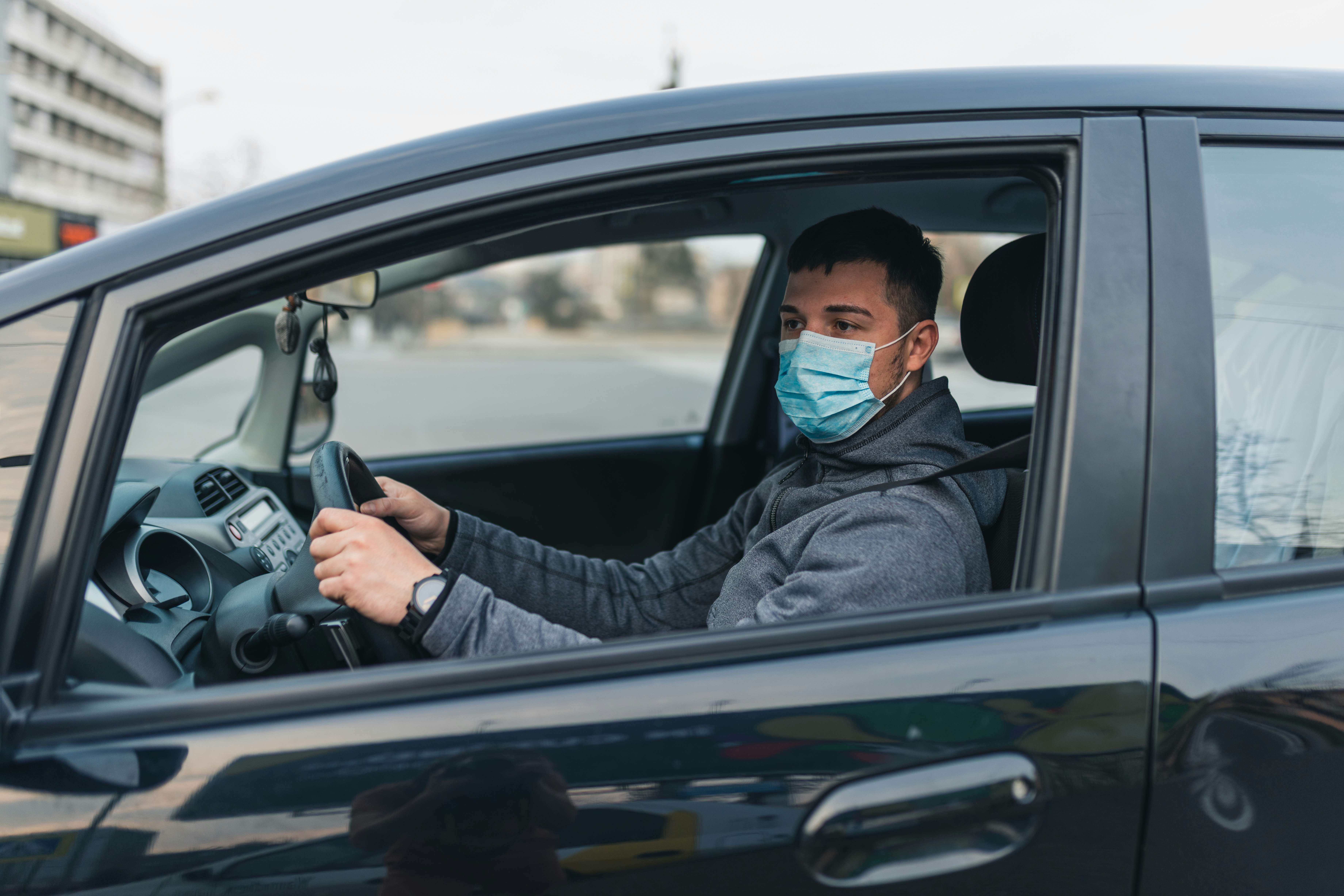 Driver with Covid mask