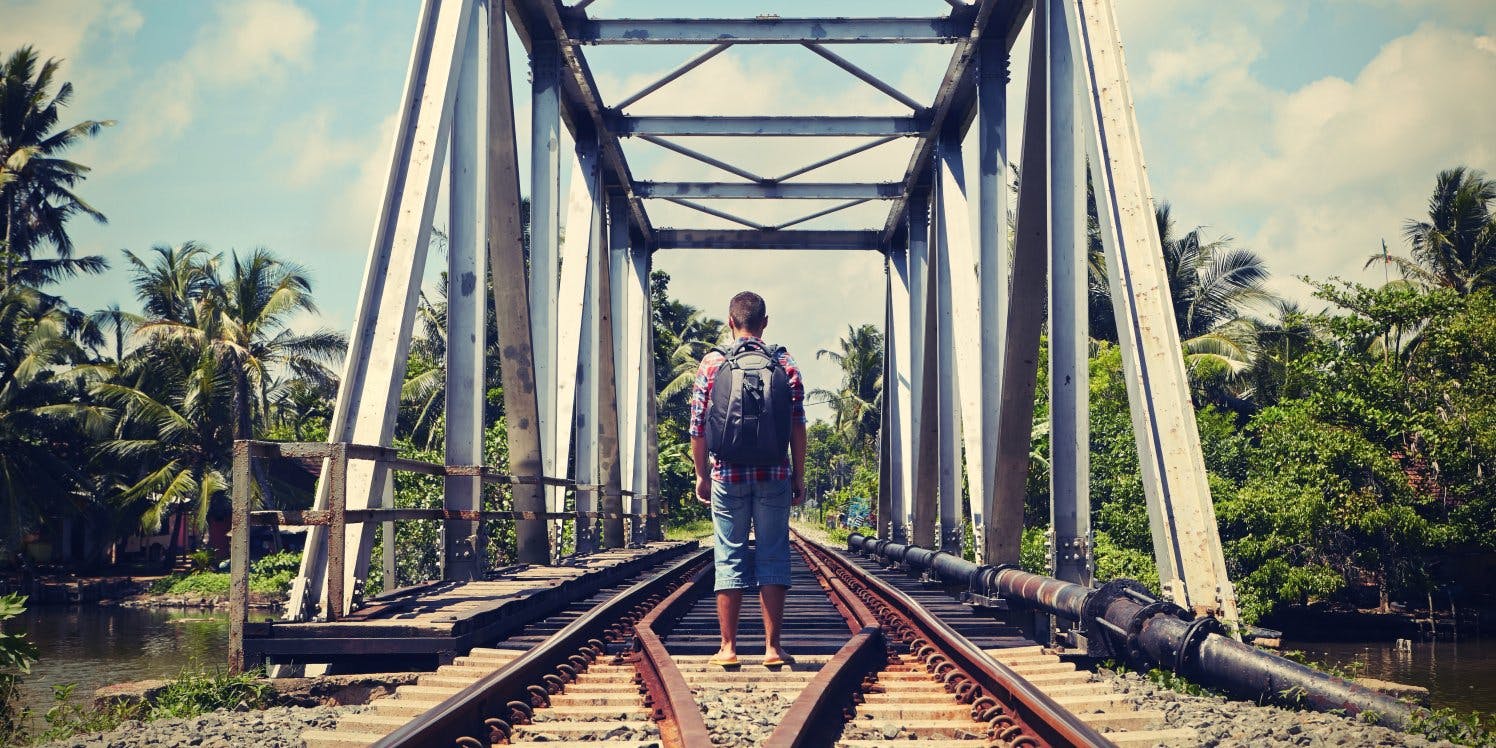 How to find the right backpacker travel insurance - Young traveler on railway